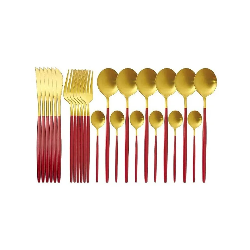 Set 24 tacamuri DeLuxe Auriu/Rosu, 28.3 x 14.7 x