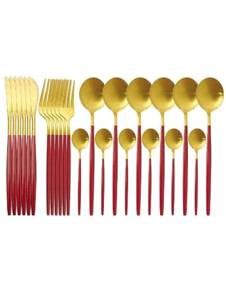 Set 24 tacamuri DeLuxe Auriu/Rosu, 28.3 x 14.7 x