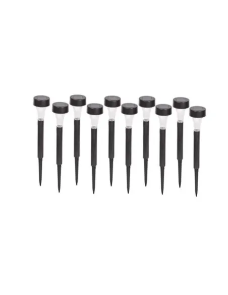 10 buc Lampi solare gradina, LED, exterior din oțel inoxidabil