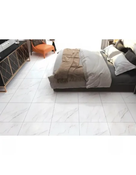 Set 10 placi autoadezive pentru pardoseala marmura alba, 60x60