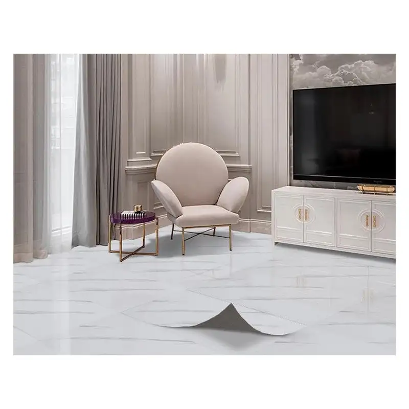 Set 10 placi autoadezive pentru pardoseala marmura alba, 60x60