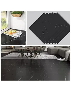Set 10 placi autoadezive pentru pardoseala marmura neagra
