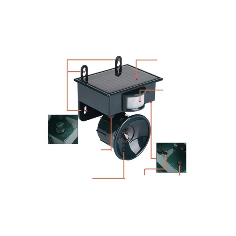 Pest repeller solar cu ultrasunete pentru dăunători, animale