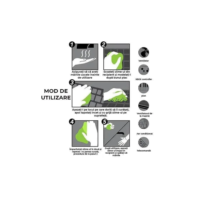 Gel elastic pentru indepartarea murdariei si a prafului din