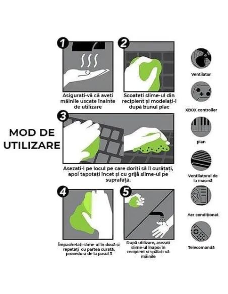 Gel elastic pentru indepartarea murdariei si a prafului din