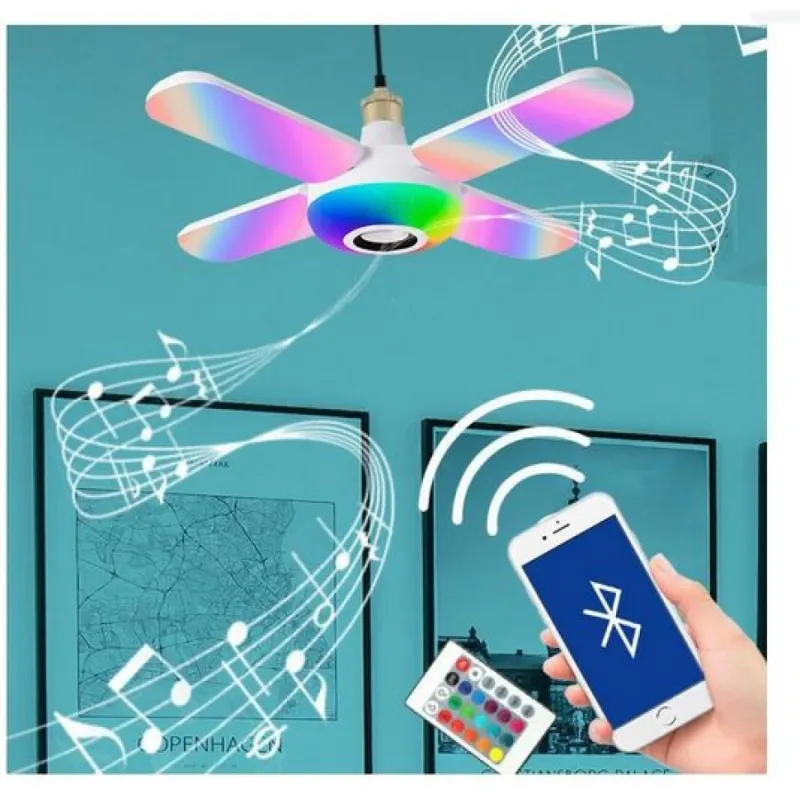 Lampa muzicala Bluetooth cu ventilator si telecomanda red-mag.ro
