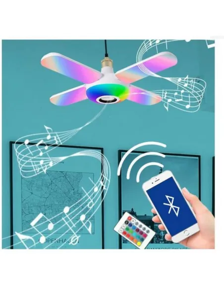 Lampa muzicala Bluetooth cu ventilator si telecomanda red-mag.ro