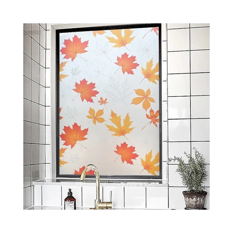 Folie autoadeziva geam, frunze aramii, 45 x 500 cm red-mag.ro