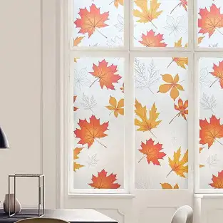 Folie autoadeziva geam, frunze aramii, 45 x 500 cm red-mag.ro