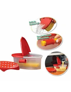 Castron cu strecuratoare pentru preparare paste la microunde