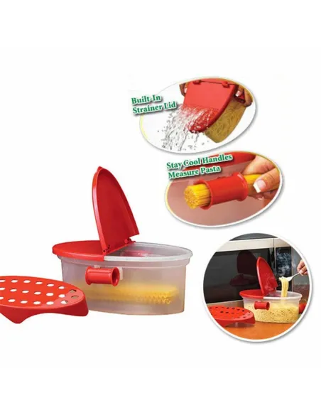 Castron cu strecuratoare pentru preparare paste la microunde