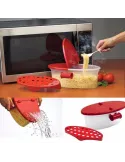 Castron cu strecuratoare pentru preparare paste la microunde
