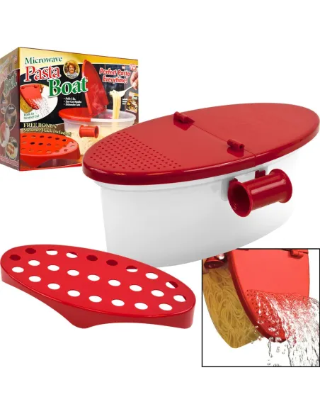 Castron cu strecuratoare pentru preparare paste la microunde