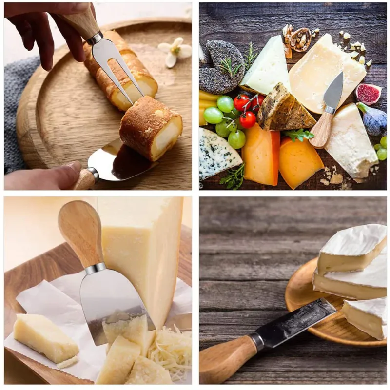 Set 6 cutite cu maner de lemn pentru branzeturi red-mag.ro