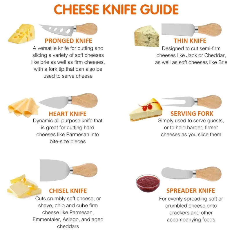 Set 6 cutite cu maner de lemn pentru branzeturi red-mag.ro