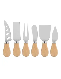Set 6 cutite cu maner de lemn pentru branzeturi red-mag.ro