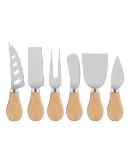Set 6 cutite cu maner de lemn pentru branzeturi red-mag.ro
