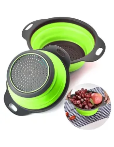 Set 2 strecuratoare pliabile din silicon, rotunde, diametru