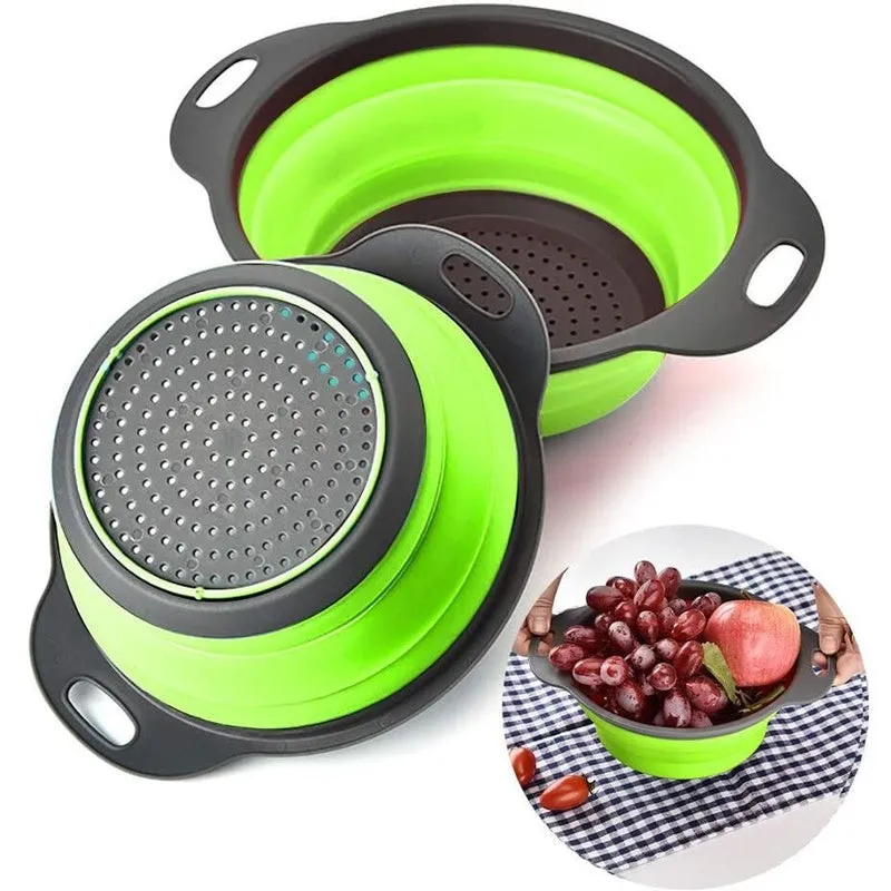 Set 2 strecuratoare pliabile din silicon, rotunde, diametru