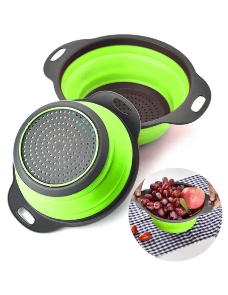 Set 2 strecuratoare pliabile din silicon, rotunde, diametru