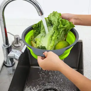 Set 2 strecuratoare pliabile din silicon, rotunde, diametru 2