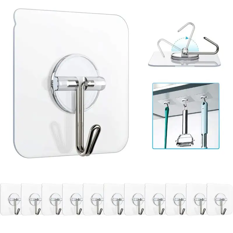 Set 10 carlige autoadezive pentru bucatarie sau baie red-mag.ro