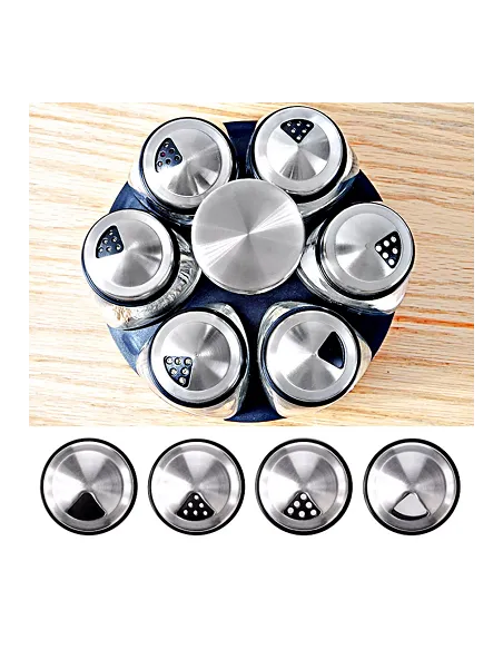 Raft rotativ 6 IN 1 pentru condimente, organizator, borcan de