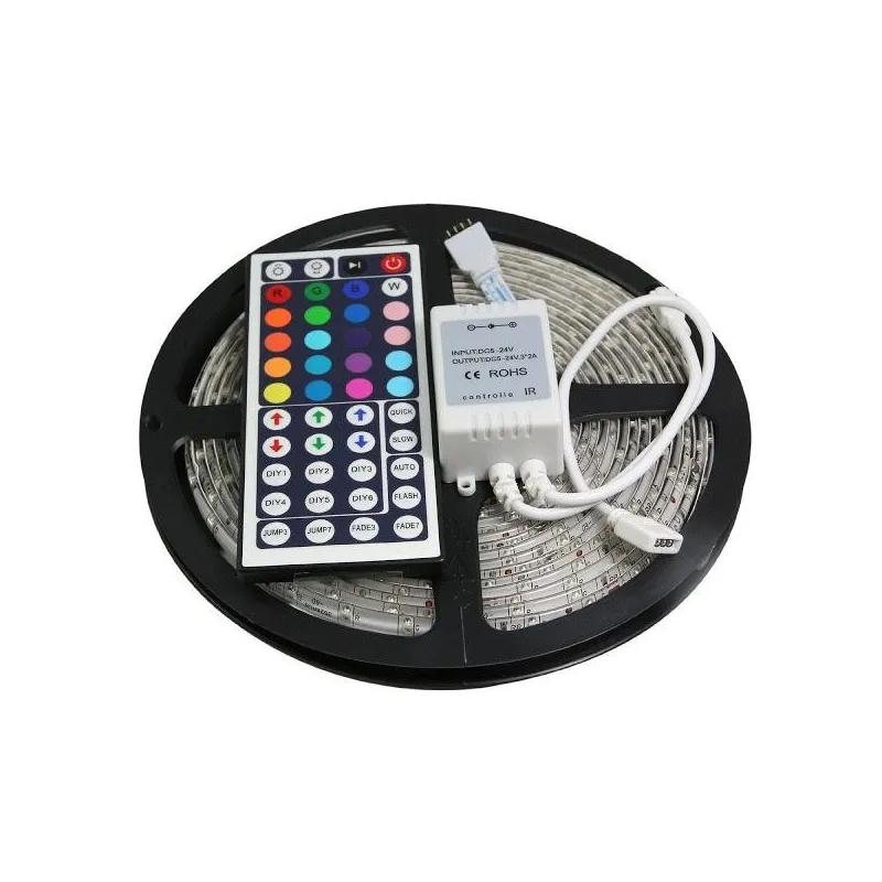 Set 2 Benzi LED RGB multicolore cu telecomanda 10 metri