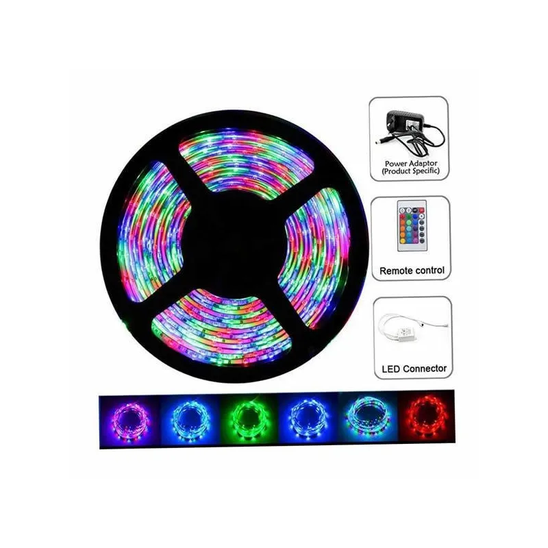 Set 2 Benzi LED RGB multicolore cu telecomanda 10 metri