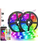 Set 2 Benzi LED RGB multicolore cu telecomanda 10 metri