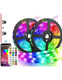 Set 2 Benzi LED RGB multicolore cu telecomanda 10 metri