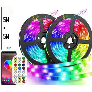 Set 2 Benzi LED RGB multicolore cu telecomanda 10 metri