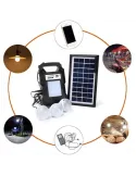Kit solar GD-Lite 8060 dotat cu dispozitive USB cu 3 becuri LED