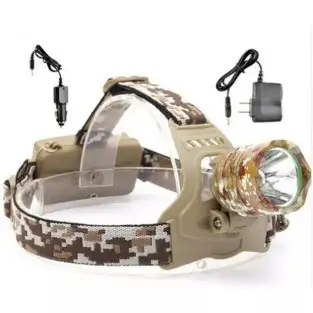 Lanterna de Cap Model CAMUFLAJ Desert Reglabila cu ZOOM Led ALB