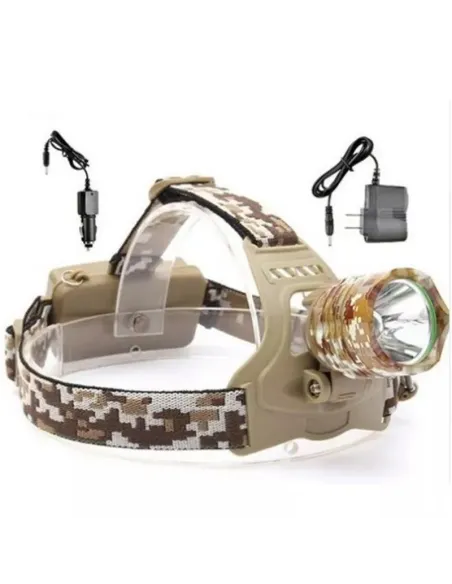 Lanterna de Cap Model CAMUFLAJ Desert Reglabila cu ZOOM Led ALB