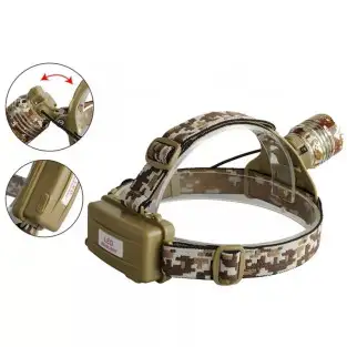 Lanterna de Cap Model CAMUFLAJ Desert Reglabila cu ZOOM Led ALB 2