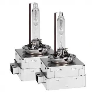Set 2 becuri Xenon D1R White auto pentru far, suport metalic