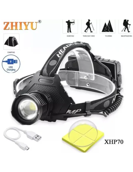 Lanternă LED de cap cu Zoom, P70 red-mag.ro