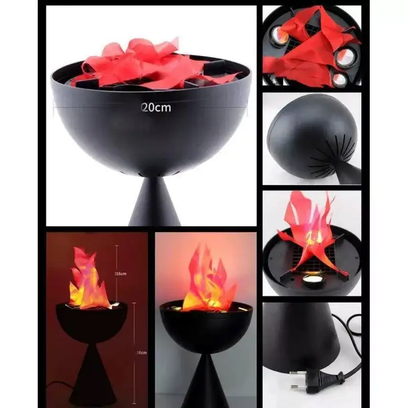 Lampa de interior cu flacara falsa prevazuta cu picior de