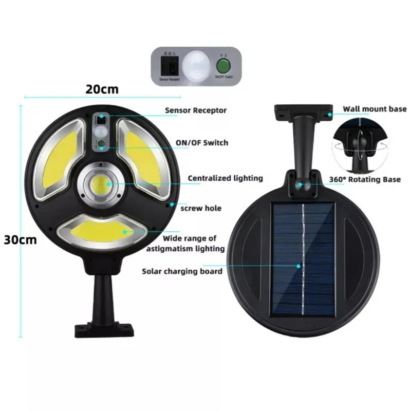Lampa Solara Rotunda 150LED 1288A COB 3 Moduri Iluminare +