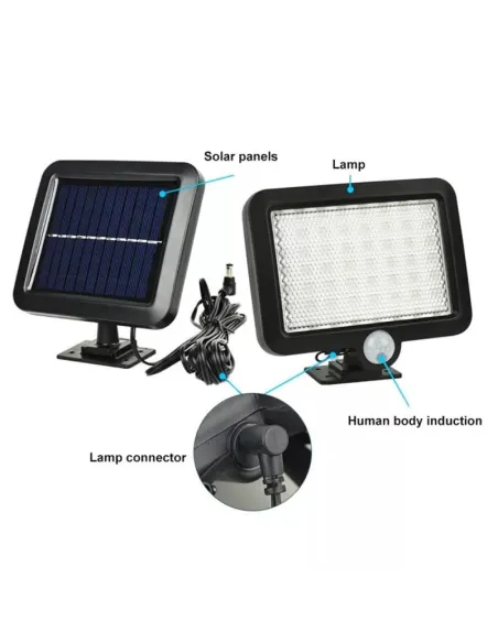 Proiector 10W 56LED cu Senzor de miscare si panou solar
