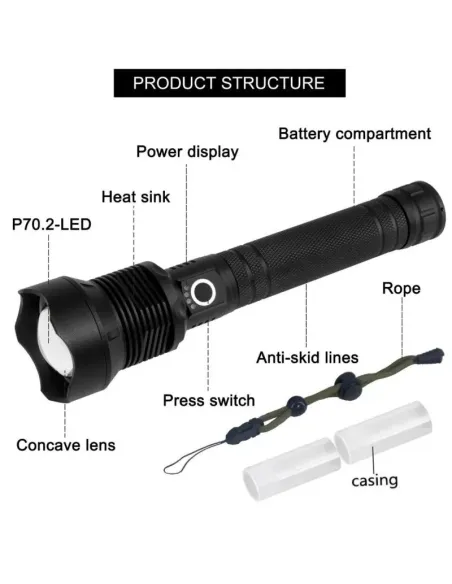 Lanterna T9 / X92-P70 MARE cu led P50 PUTERNIC red-mag.ro