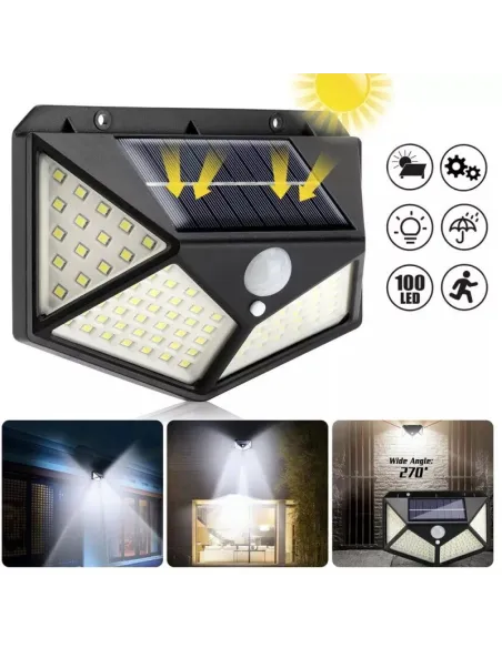 Set 4 Lampi ULTRA 100 LED Solare cu senzor de miscare si lumina