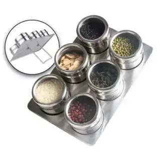 Suport magnetic pentru condimente,loc pentru 6 recipiente 2