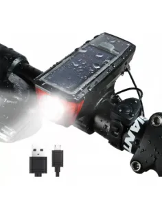 Far cu incarcare solara si claxon pentru bicicleta/trotineta
