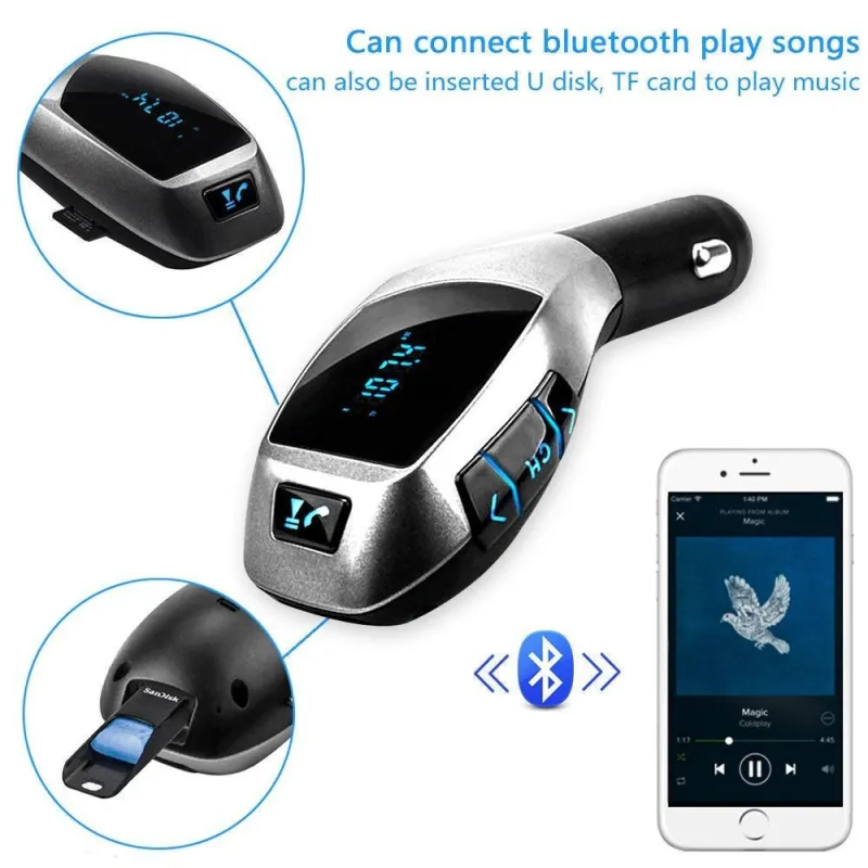 Car Kit Auto Bluetooth cu functie de modulator FM, model X6 +