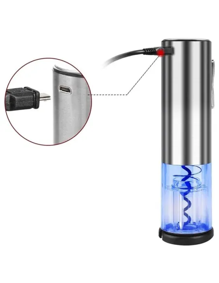 TIRBUȘON ELECTRIC CU CUTTER FOLIE - ARGINTIU red-mag.ro