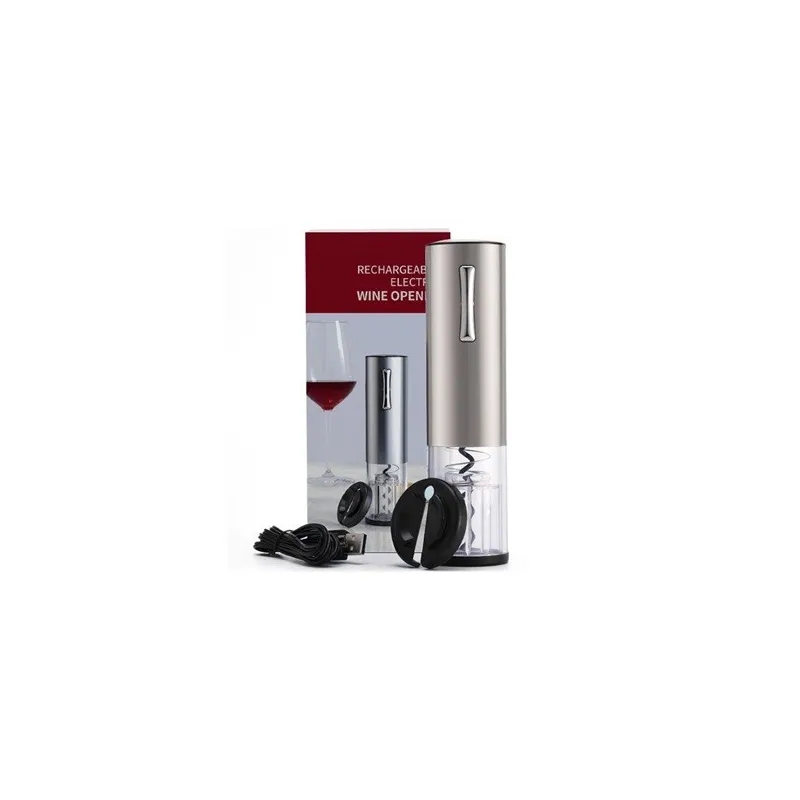 TIRBUȘON ELECTRIC CU CUTTER FOLIE - ARGINTIU red-mag.ro