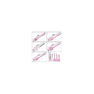 Set 5 ustensile de bucatarie din silicon ROZ red-mag.ro 2