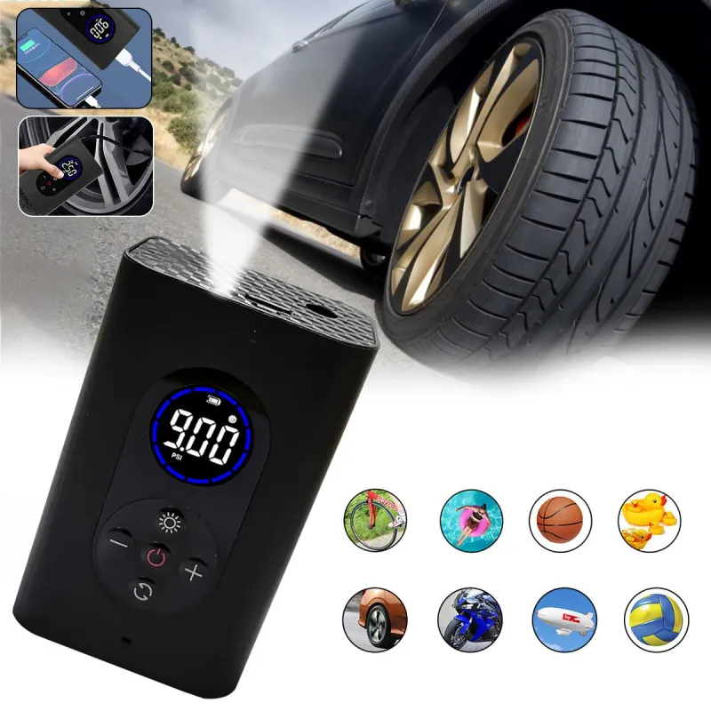 Compresor auto digital fara fir, cu acumulator reîncărcabil